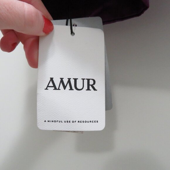 AMUR Winnie Off the Shoulder Purple 100% Silk Top - Size XXS NWT - Picture 13 of 14